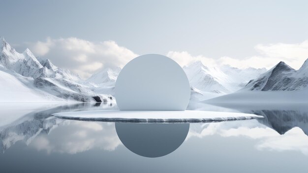 Foto un iceberg flotando en el medio de un lago rodeado de montañas