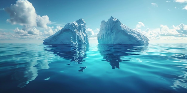 Iceberg flotando en el océano Ilustración 3D de un iceberg