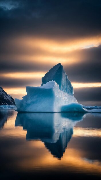 Iceberg en el mar al atardecer