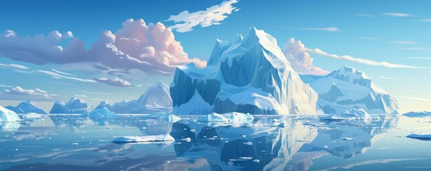 Iceberg no oceano com fundo de céu azul