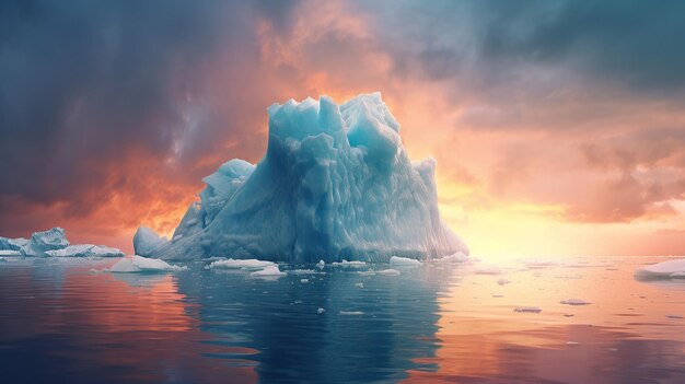 Iceberg versteckte Gefahr und globale Erwärmung Konzept Generative KI
