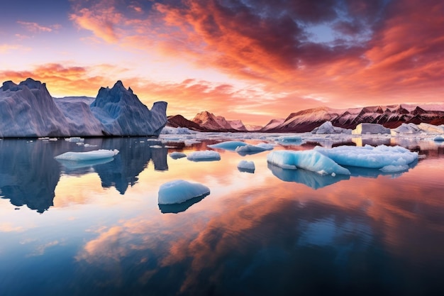 Icebergs al atardecer