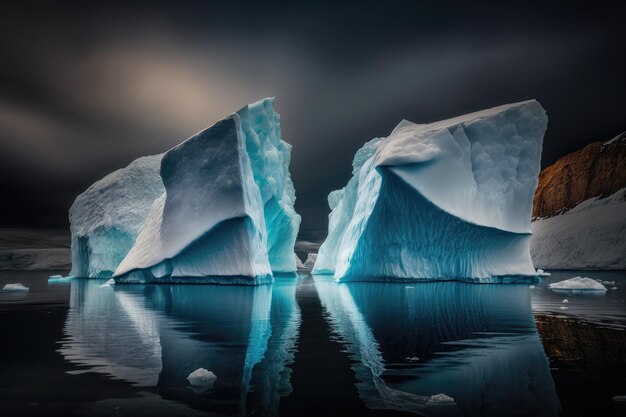 Icebergs em todo o seu esplendor gerados pela IA