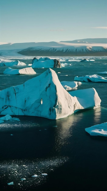 Los icebergs en el lago glacial jokulsarlon en Islandia
