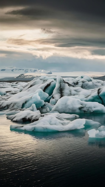 Los icebergs en el lago glacial jokulsarlon en Islandia