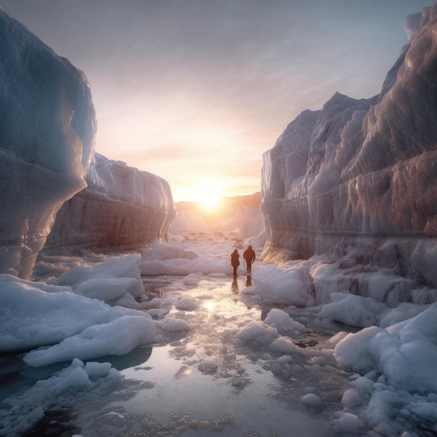 Foto icebergs en el océano ai generativa