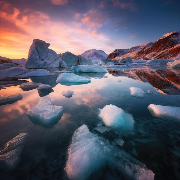 icebergs en el océano ai generativa