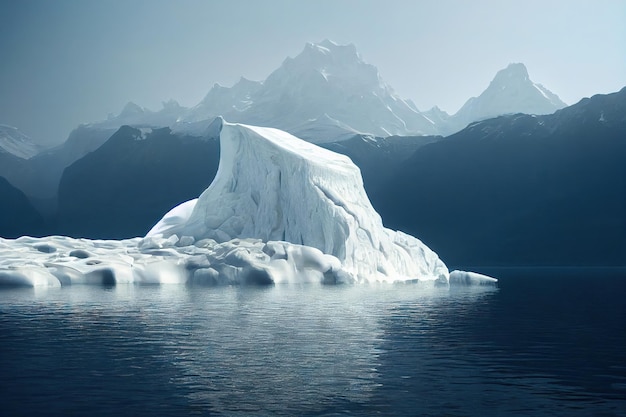 Icebergs perigosos flutuando na paisagem aquática