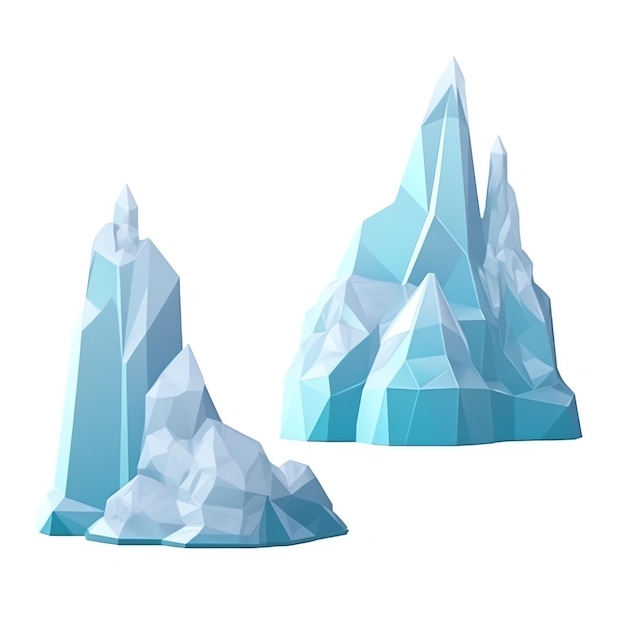 Icebergs sobre un fondo blanco