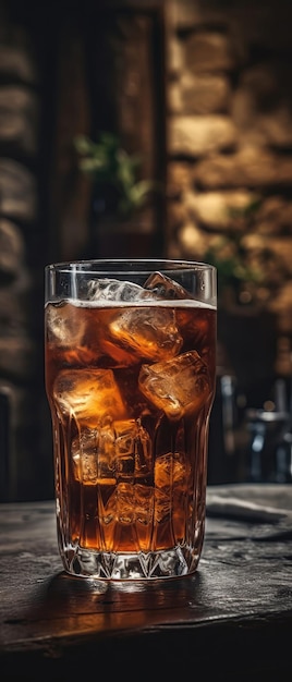 Iced Tea On Stone Rustic Pub Mobile Wallpeper Postal IA generativa