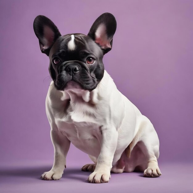 Ich höre dir zu, wie dein französischer Bulldog, ein junger Hund, posiert.
