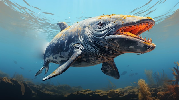 Foto ichthyosaur stenopterygius grandes reptiles marinos extintos generativo ai