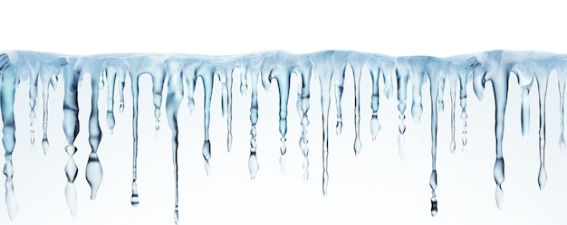 Icicles-Rand auf weißem Hintergrund mit leerem Kopienraum