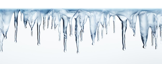 Icicles-Rand auf weißem Hintergrund mit leerem Kopierraum