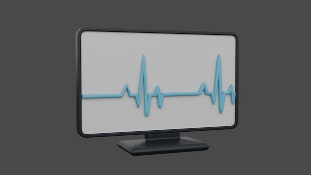 Icon 3D aislado de la pantalla del monitor de ritmo cardíaco