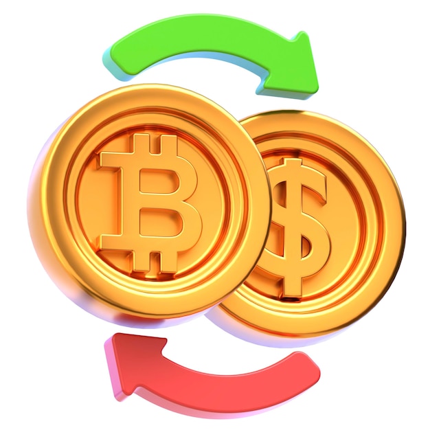 Icon 3d Bitcoin Exchange Ilustración 3d Elemento 3d Rendering El diseño de los elementos gráficos