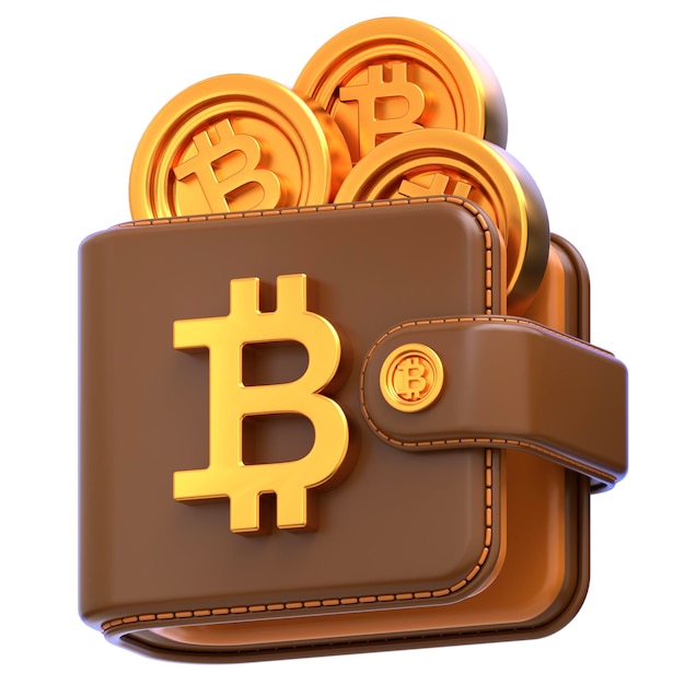 Icon 3d Bitcoin Wallet Ilustración 3d Elemento 3d Rendering Elementos gráficos Elemento de diseño