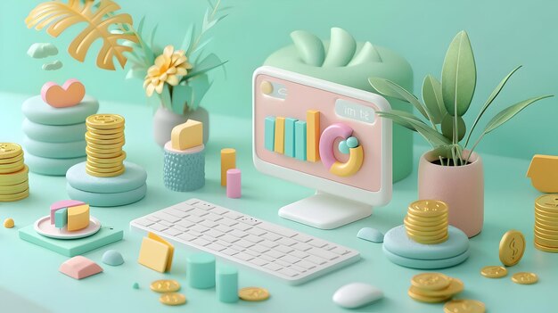 Icon 3D Cute Gestão de Dinheiro para Freelancers Um Guia Interativo para Preparação e Poupança de Impostos