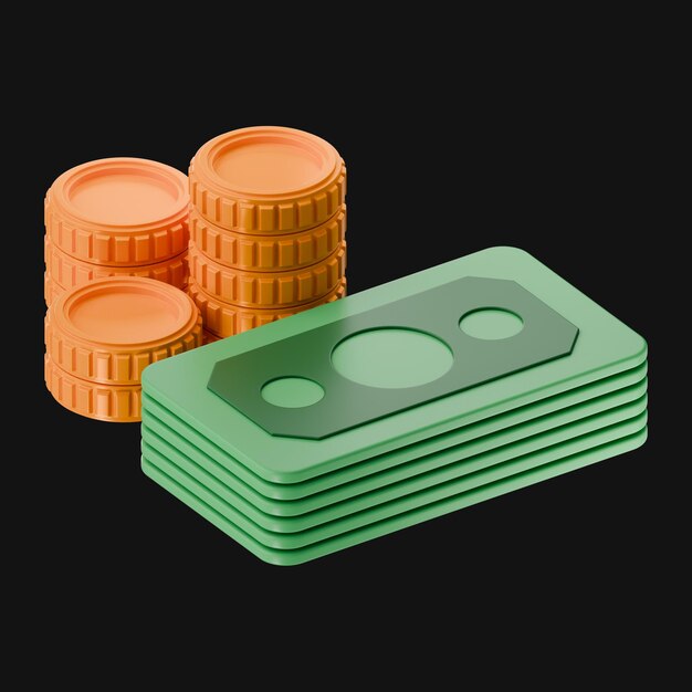 Icon 3D de dinero premium en un fondo aislado