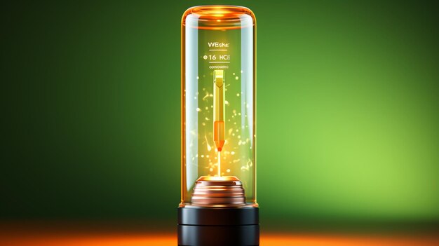 Foto icon 3d del estado mínimo de la batería con carga de energía verde que ilustra un tubo de potencia completo