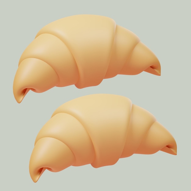 Icon 3D de la foto: Croissant Elemento 3D: Elemento de diseño de elementos gráficos de renderización 3D