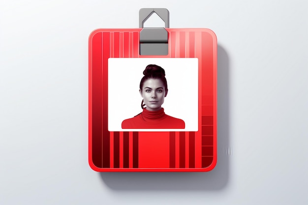 Foto icon 3d de una insignia de identificación de empleado con foto y código de barras