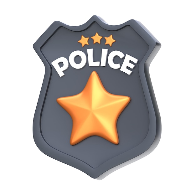 Icon 3d Insignia de la policía Ilustración 3d Elemento 3d Rendering Elementos gráficos Elemento de diseño