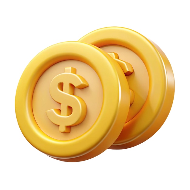 Icon 3D de monedas de un dólar aisladas sobre un fondo blanco