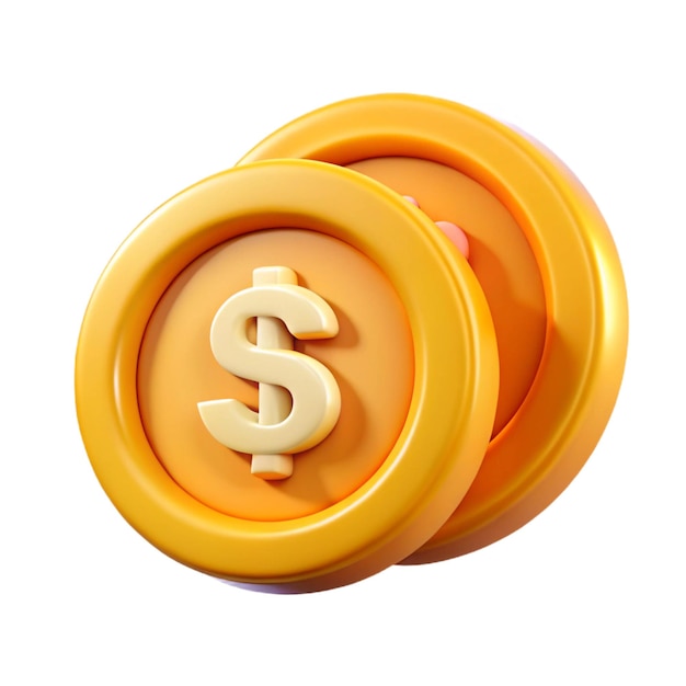 Icon 3D de monedas de un dólar aisladas sobre un fondo blanco