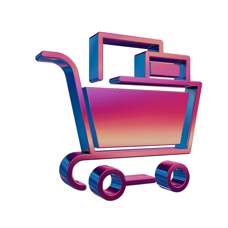 Foto icon 3d de neón retro añadir al símbolo de la canasta compras en línea