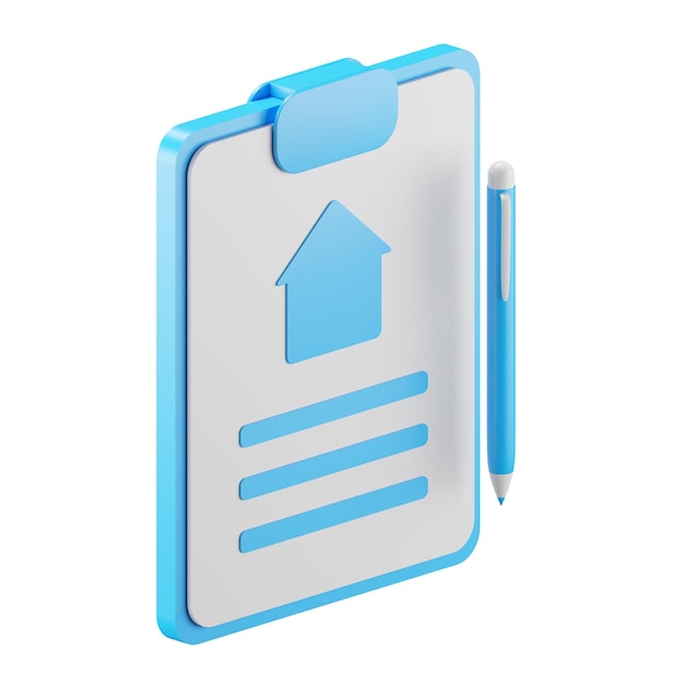 Icon 3d de representación de acuerdo papel documento de contrato fondo aislado