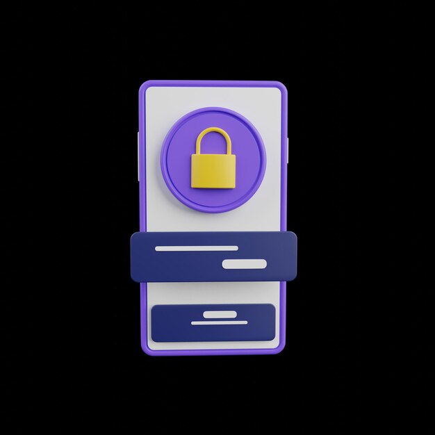 Icon 3D de seguridad de inicio de sesión móvil