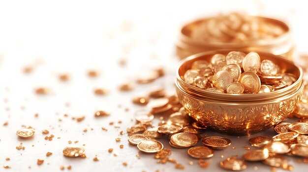 Icon 3D Vector brillante del tesoro de Dhanteras y el texto de Dhanteras aislado en el concepto de fondo blanco