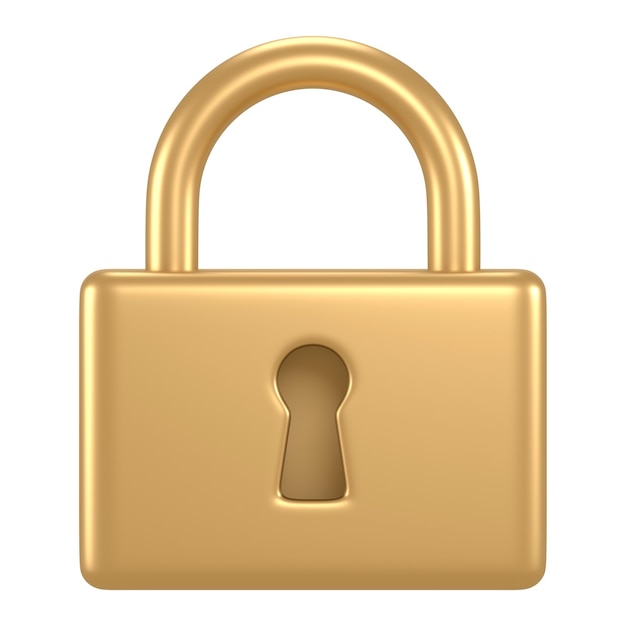 Icon de bloqueo pegatina png diseño de oro 3D fondo transparente