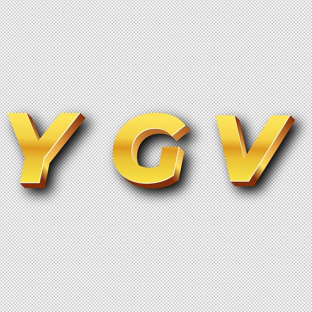 Icon de oro del logotipo de YGV Con fondo blanco aislado y transparente