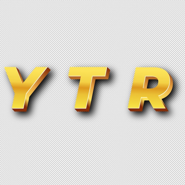 Icon de oro del logotipo de YTR Con fondo blanco aislado y transparente