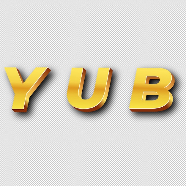 Icon de oro del logotipo de YUB Con fondo blanco aislado y transparente