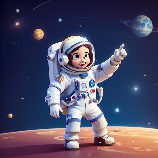 Foto icon vector de dibujos animados de baile de astronauta lindo ilustración tecnología ciencia icon concepto aislado estilo de dibuj os animados de vector plano premium