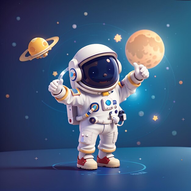 Foto icon vector de dibujos animados de baile de astronauta lindo ilustración tecnología ciencia icon concepto aislado estilo de dibuj os animados de vector plano premium