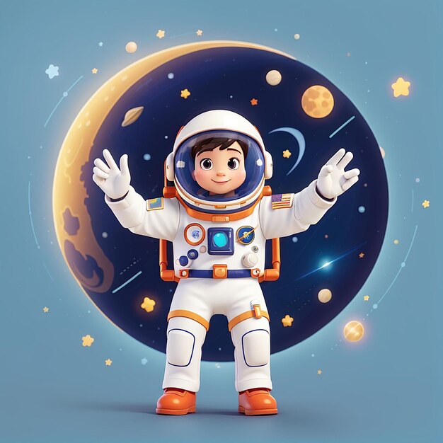 Foto icon vector de dibujos animados de baile de astronauta lindo ilustración tecnología ciencia icon concepto aislado estilo de dibuj os animados de vector plano premium