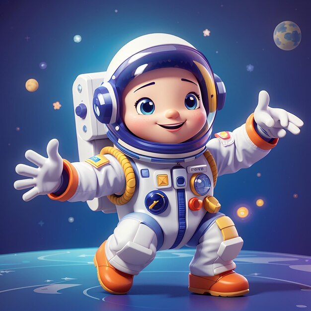 Foto icon vector de dibujos animados de baile de astronauta lindo ilustración tecnología ciencia icon concepto aislado estilo de dibuj os animados de vector plano premium