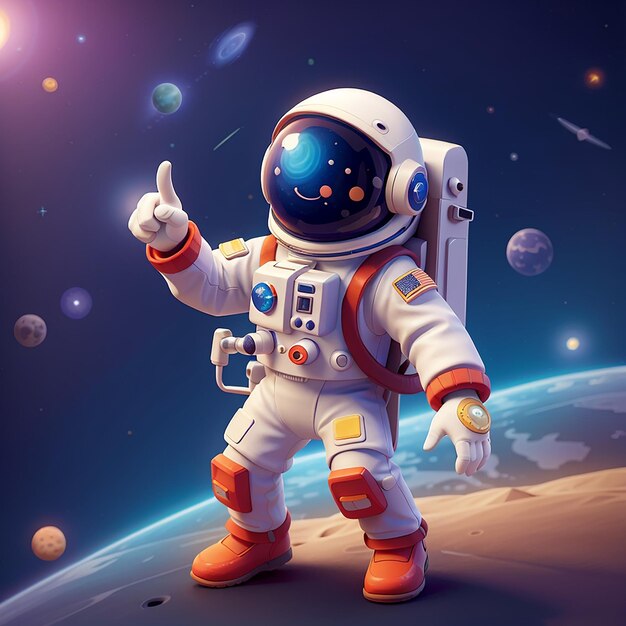 Foto icon vector de dibujos animados de baile de astronauta lindo ilustración tecnología ciencia icon concepto aislado estilo de dibuj os animados de vector plano premium