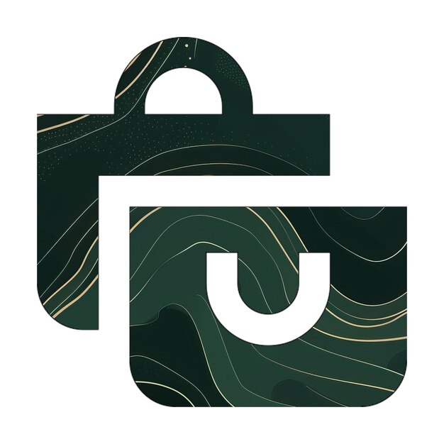 Foto iconas de fotos bolsas de compras icono de mármol verde textura de oro