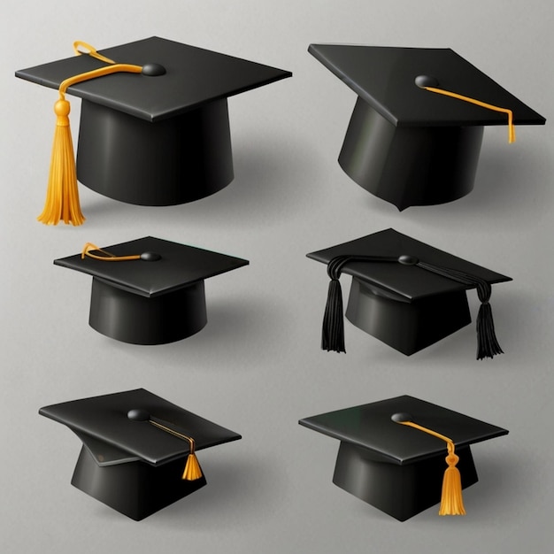 Ícone 3D com tampa de graduação preta Objeto isolado Educ