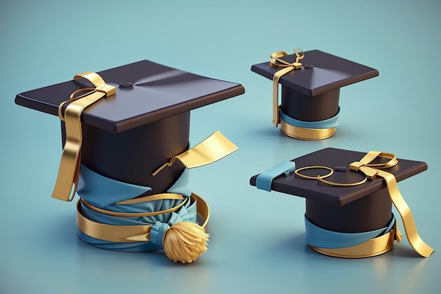 Ícone 3D de chapéu de graduação isolado
