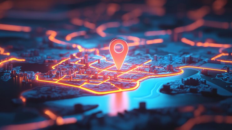 Foto ícone 3d de estilo holográfico do recurso do mapa
