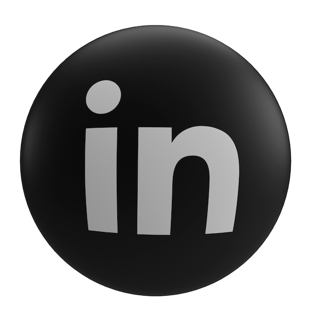 Foto Ícone 3d de linkedin preto e branco para mídias sociais