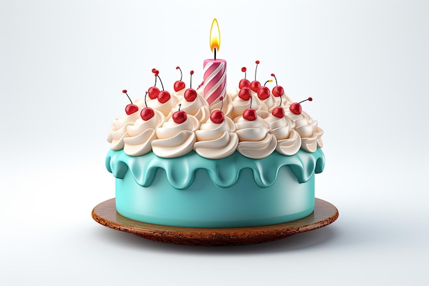 ícone 3d do bolo de aniversário no fundo isolado