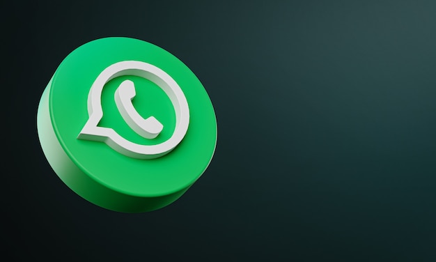 Ícone 3d do botão circular do whatsapp com espaço de cópia