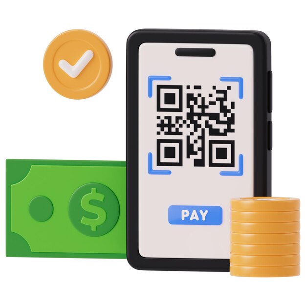 Ícone 3D do código QR de pagamento